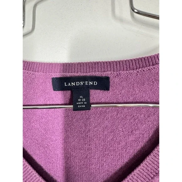 Lands End Lavender Cashmere V-Neck Pullover Sweater Women's XL Luxury Preppy - Picture 4 of 11